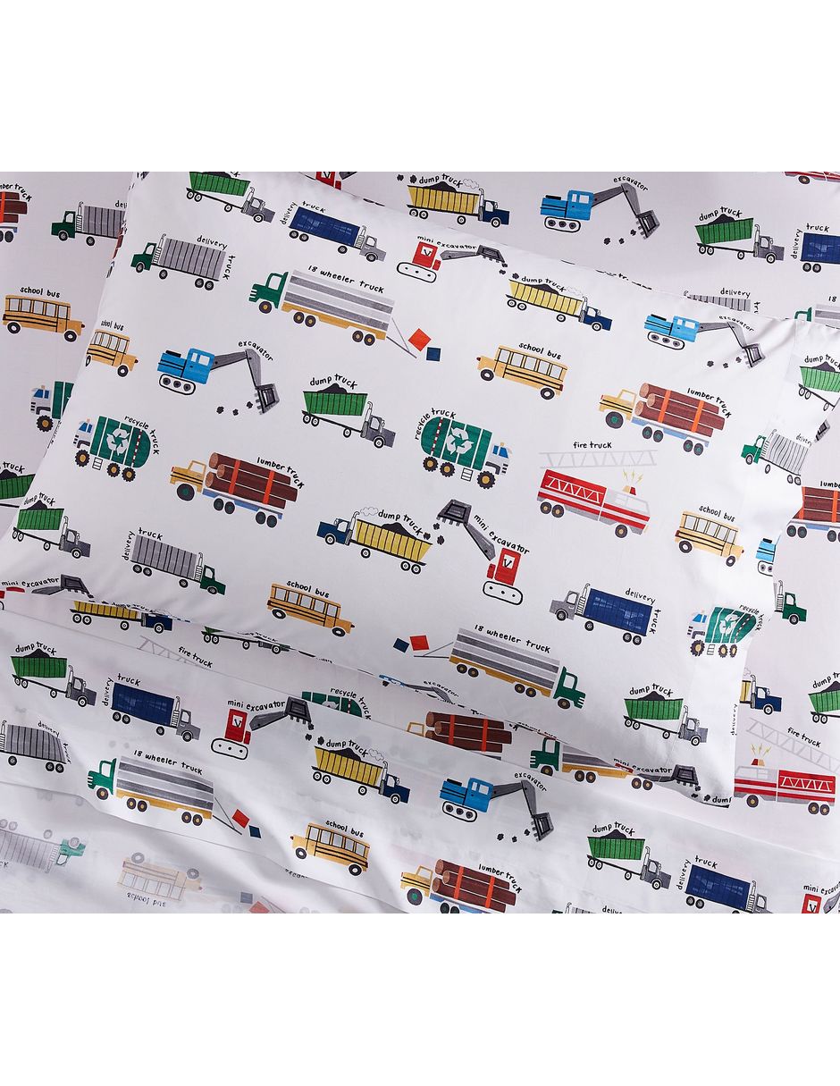 Juego de sábanas de algodón 200 hilos Busy Truck Juego de sábanas de algodón 200 hilos Busy Truck