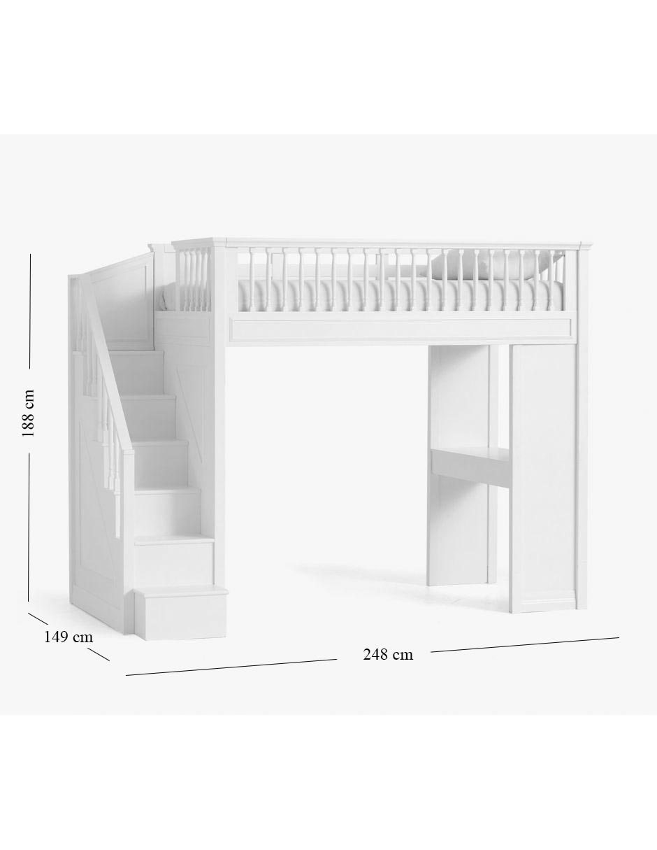 Cama loft Fillmore Stair de madera matrimonial 4