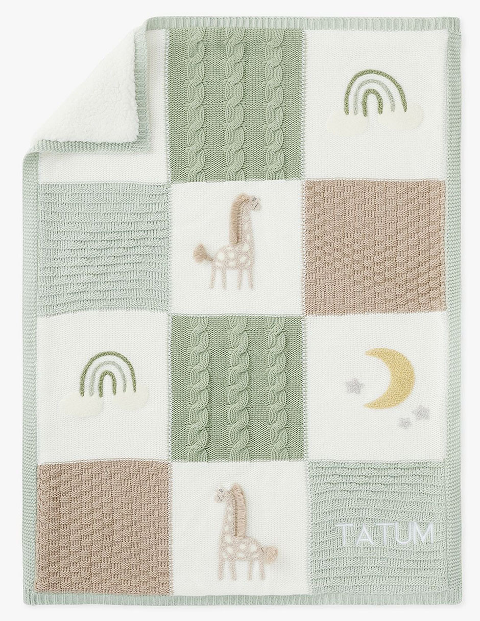 Cobija de tejido jersey Giraffe Patchwork para bebé