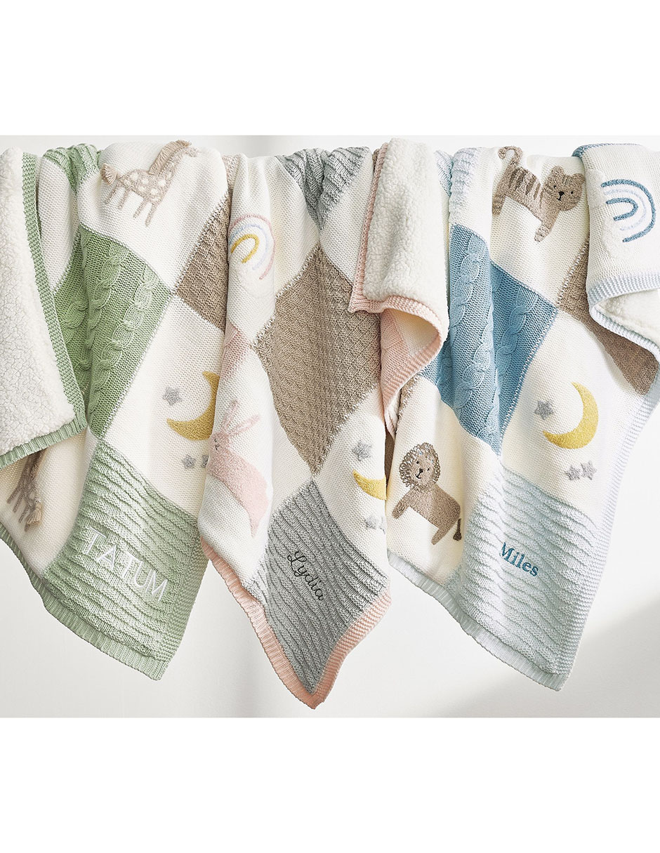 Cobija de tejido jersey Giraffe Patchwork para bebé 4
