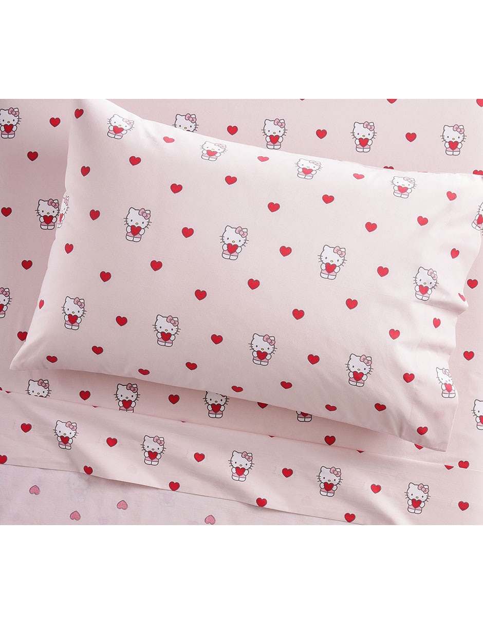 Juego de sábanas de algodón 200 hilos Hello Kitty Heart Juego de sábanas de algodón 200 hilos Hello Kitty Heart