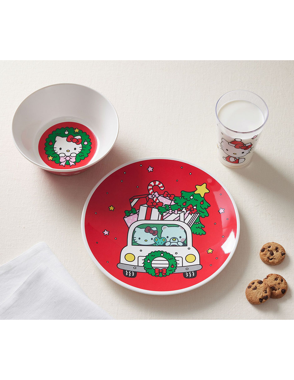 Set alimentación Hello Kitty de melamina 3 piezas Set alimentación Hello Kitty de melamina 3 piezas