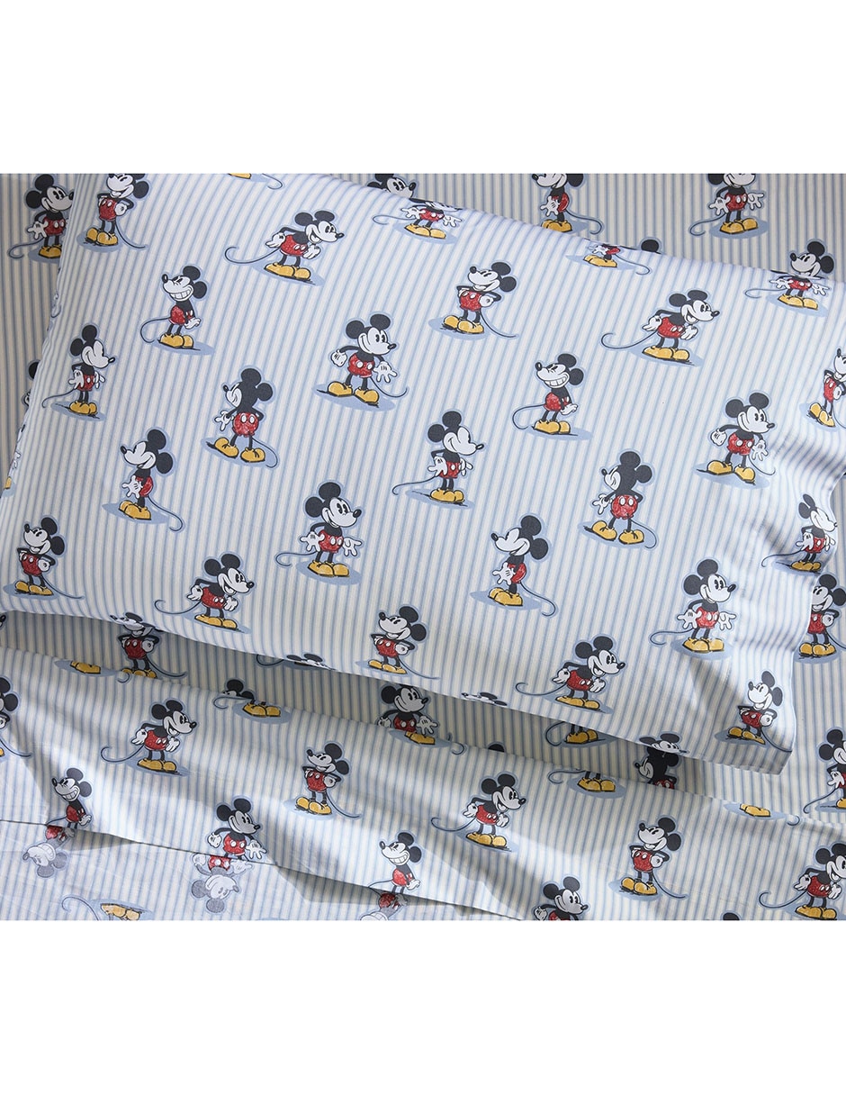 Juego de sábanas de algodón Mickey Mouse Stripe 2