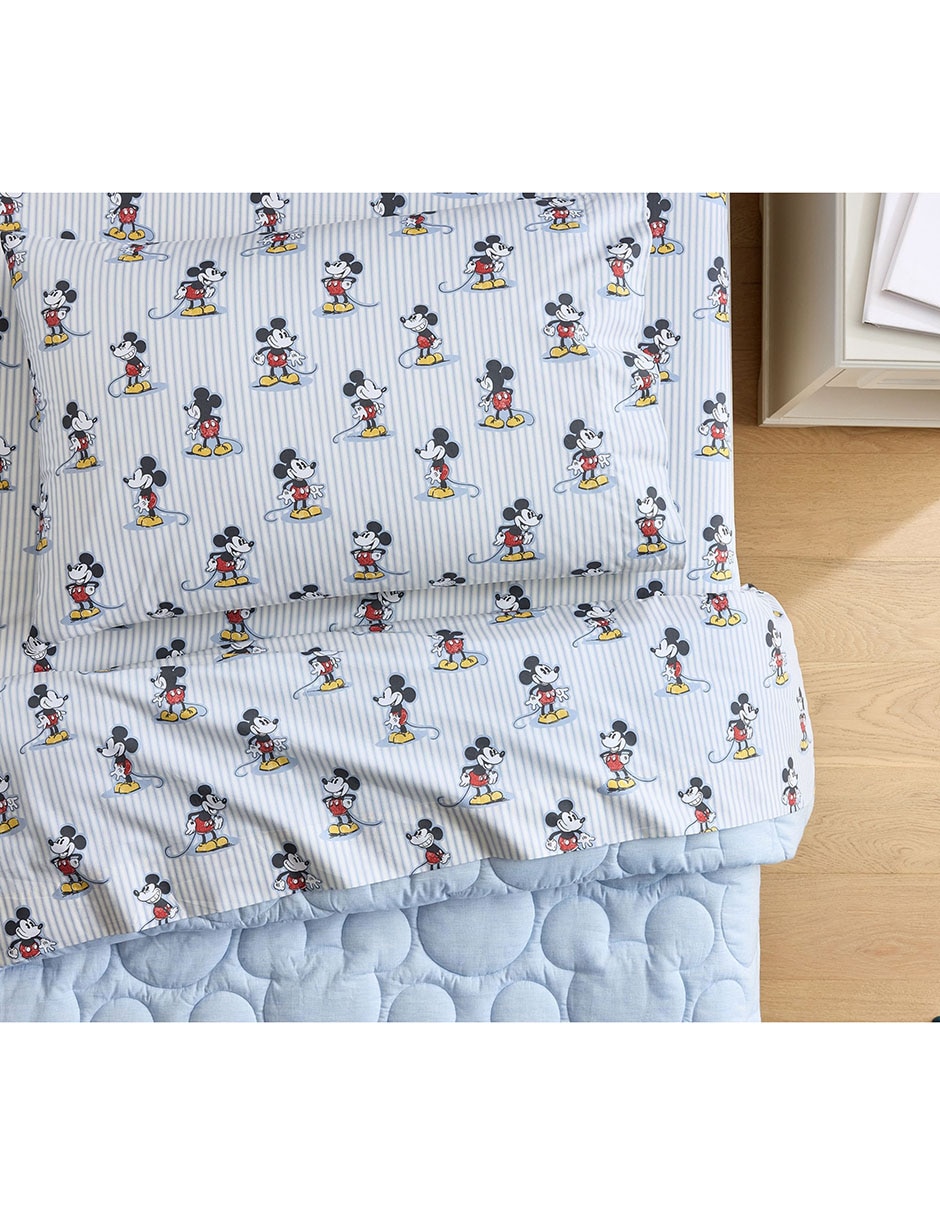 Juego de sábanas de algodón Mickey Mouse Stripe Juego de sábanas de algodón Mickey Mouse Stripe