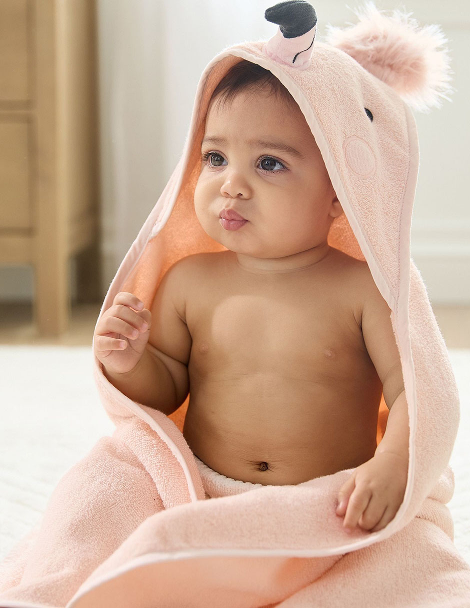 Toalla con gorro Flamingo de algodón infantil 2
