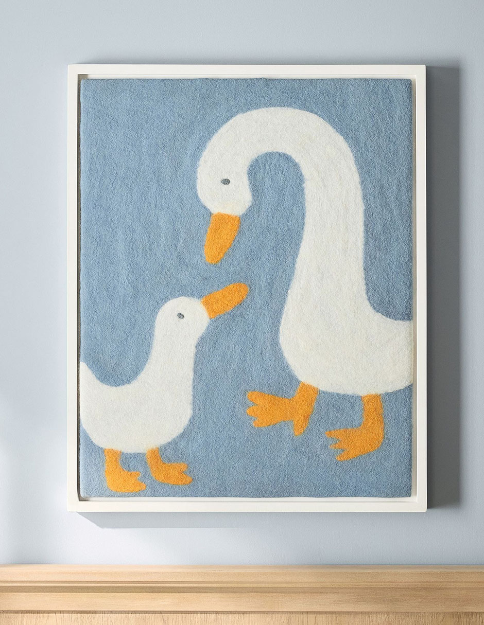 Cuadro Mama ganso y su bebé técnica mixta Felted Geese Cuadro Mama ganso y su bebé técnica mixta Felted Geese