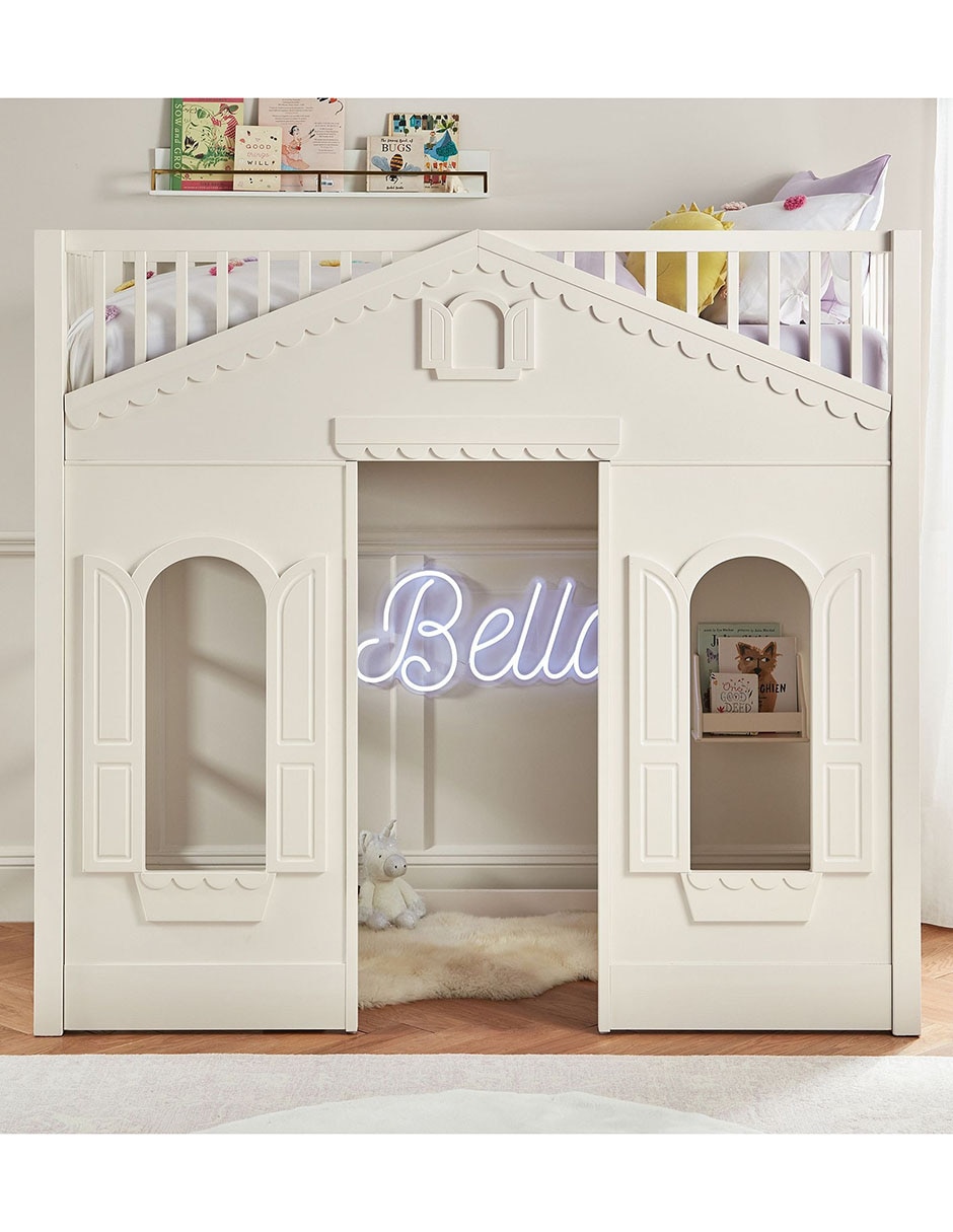 Cama loft Penny Playhouse de madera individual
