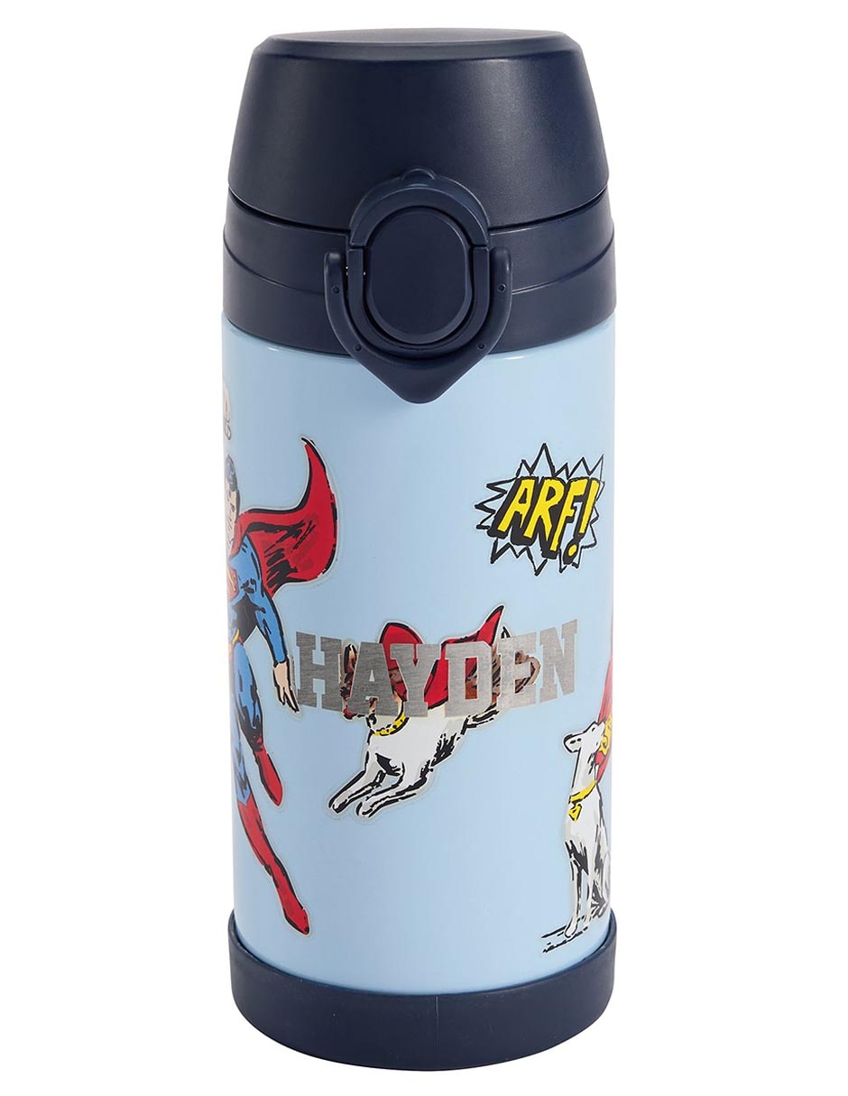 Termo de acero inoxidable Mackenzie Superman & Krypto con tapa flip top 355 ml Termo de acero inoxidable Mackenzie Superman & Krypto con tapa flip top 355 ml