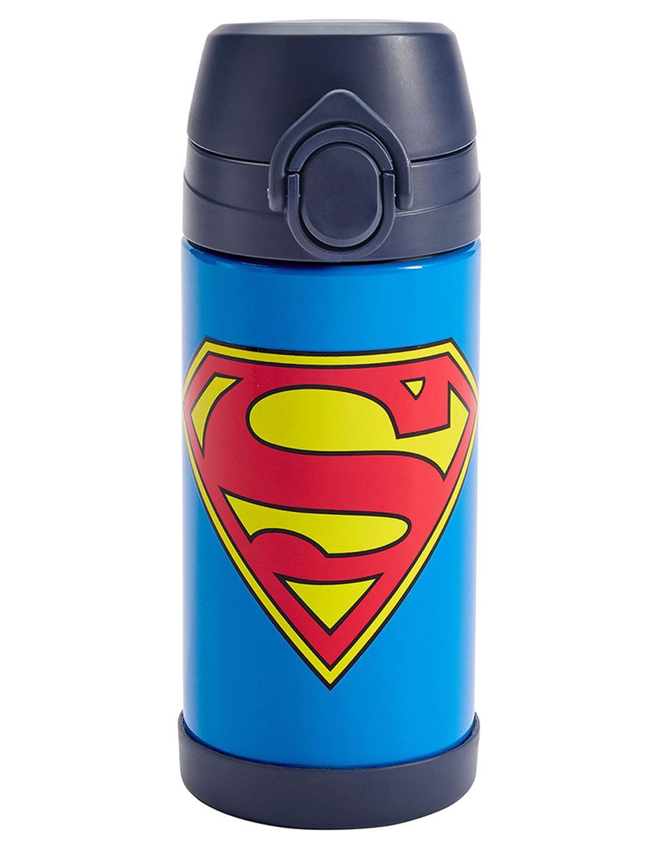 Termo de acero inoxidable Mackenzie Dc Superman con tapa a presión 355 ml