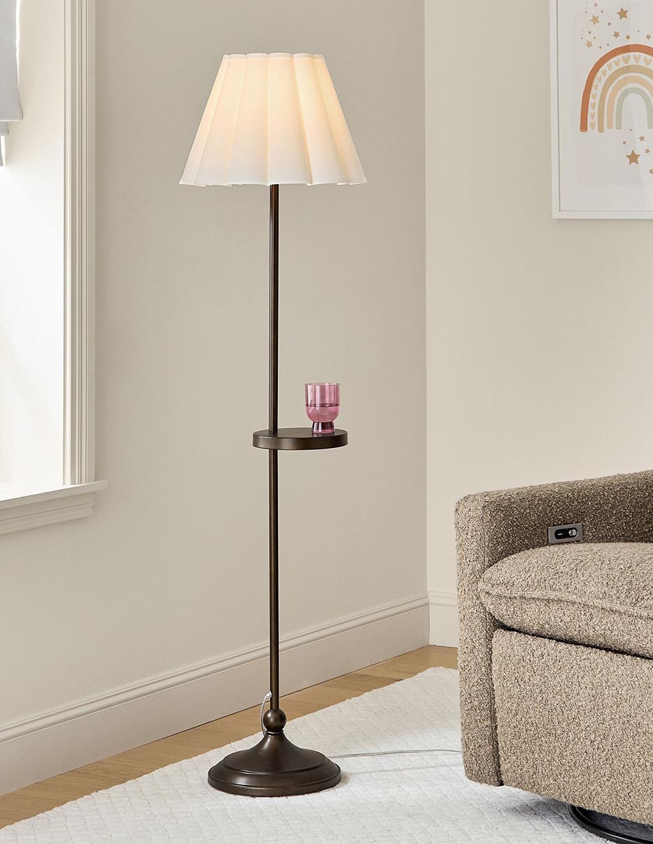 Lámpara de pie LED Linen Fluted Floor
