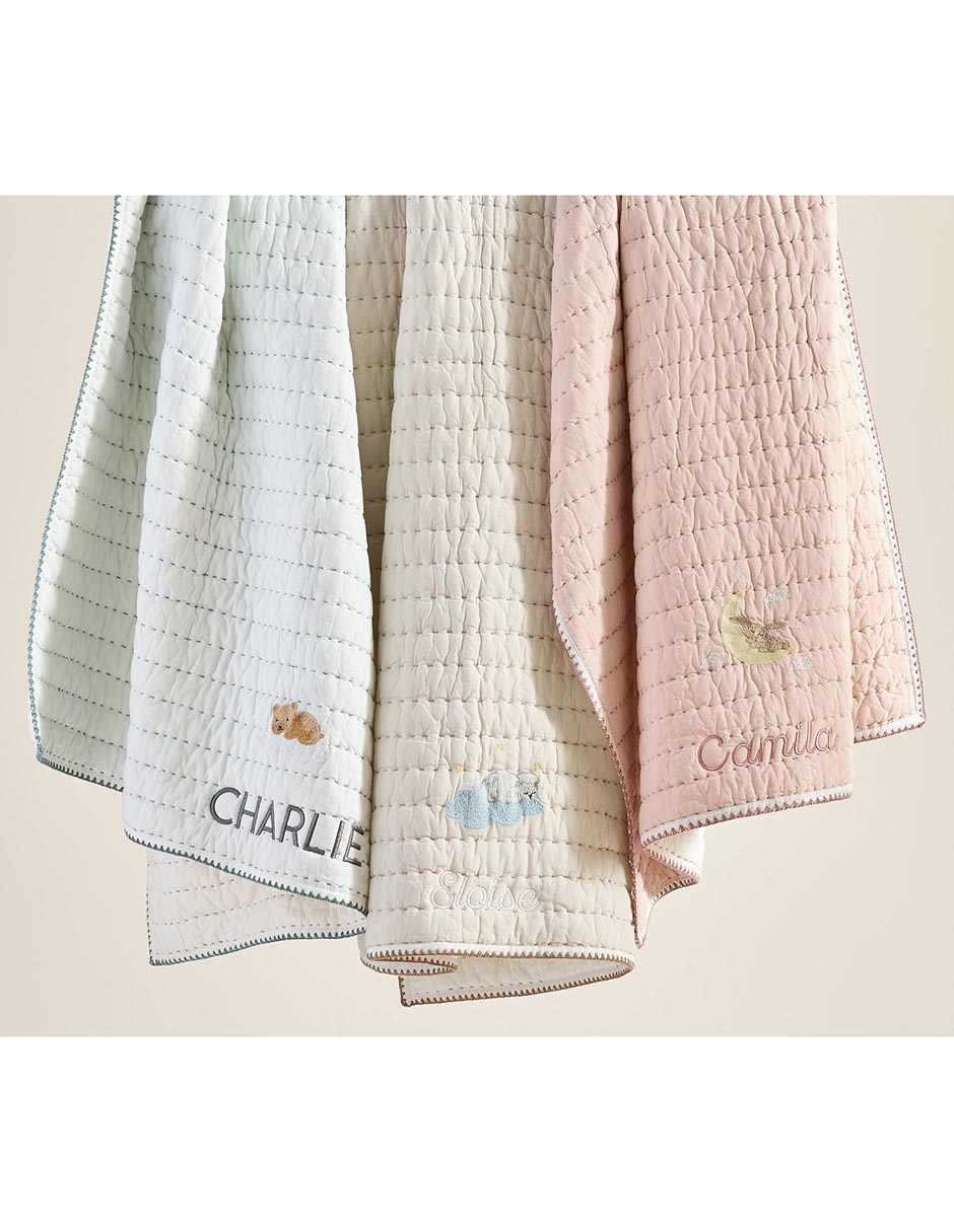 COBIJA EMBROIDERED PICKST, AZUL CLARO