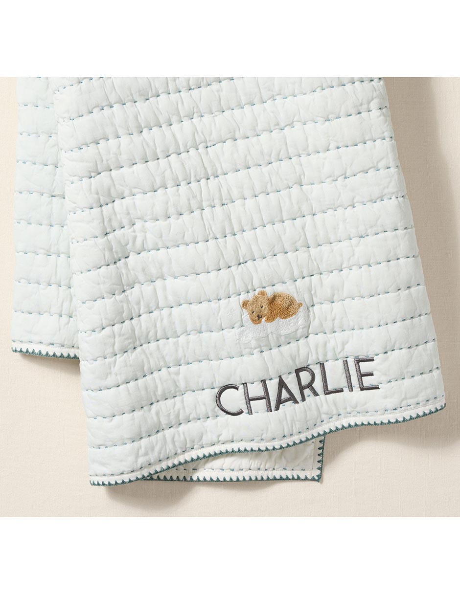 COBIJA EMBROIDERED PICKST, AZUL CLARO