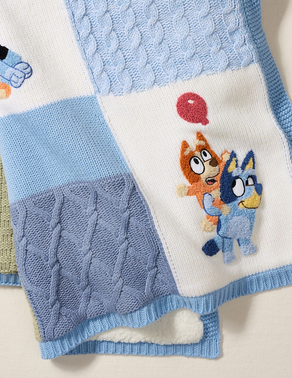 Cobija de tejido plano Bluey y Bingo para bebé 2