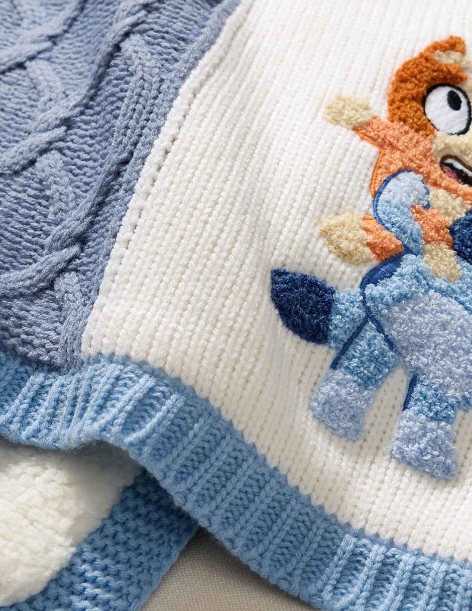 Cobija de tejido plano Bluey y Bingo para bebé 5