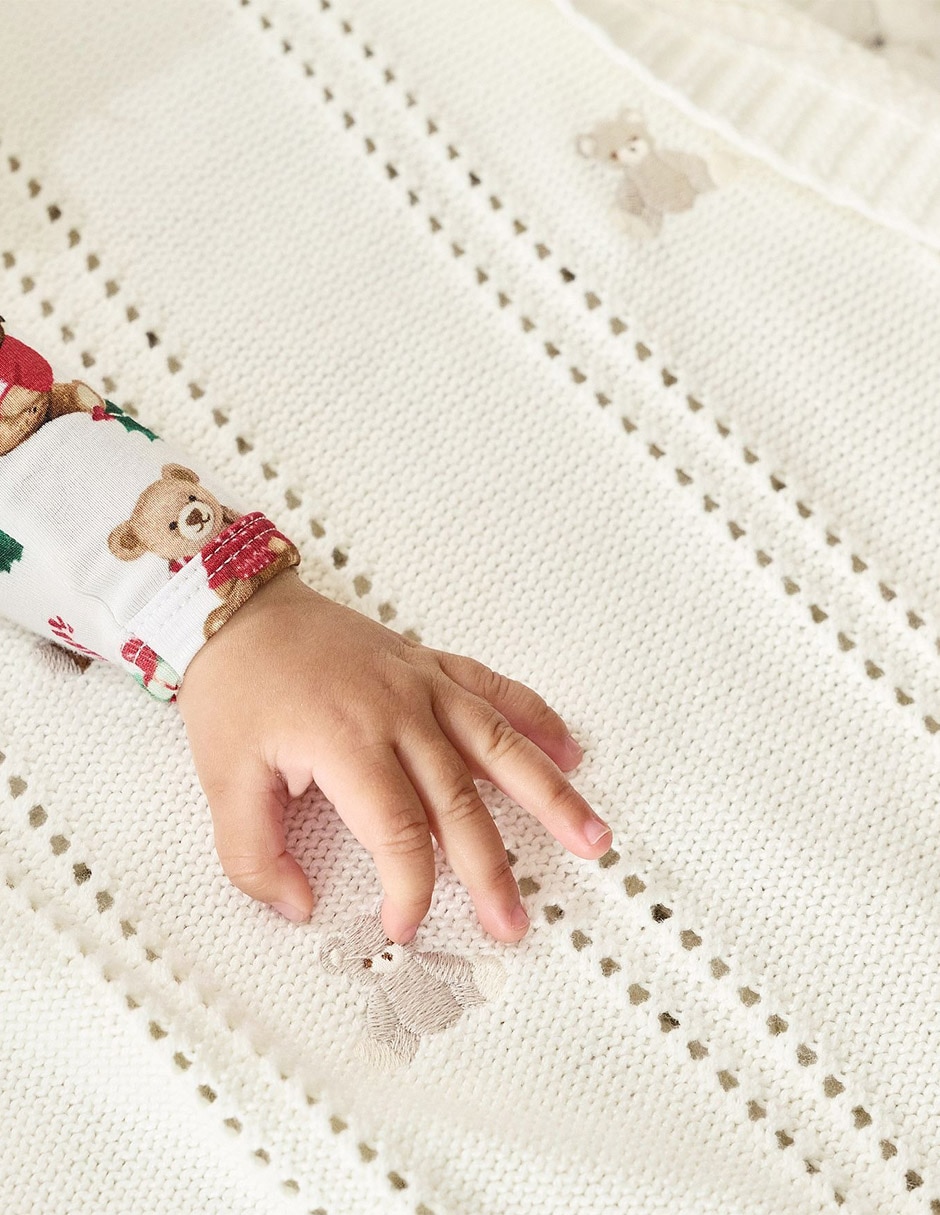Cobija de tejido plano Teddy Bear para bebé 4
