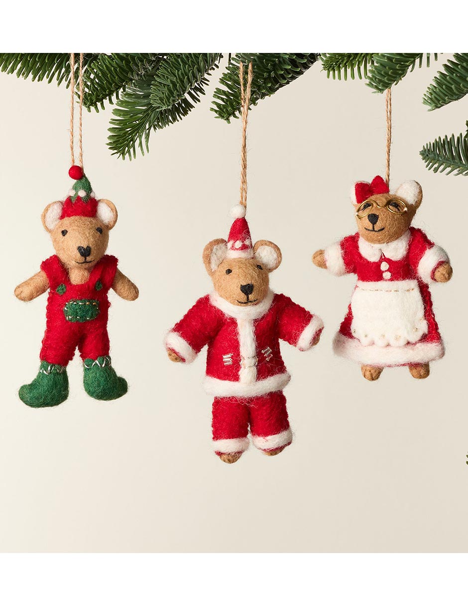 Ornamento navideño oso Felted Teddy Ornamento navideño oso Felted Teddy