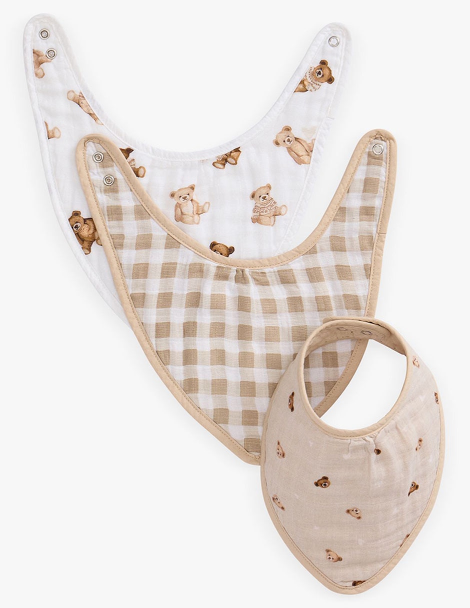 Set babero para bebé Teddy Bear de algodón 3 piezas