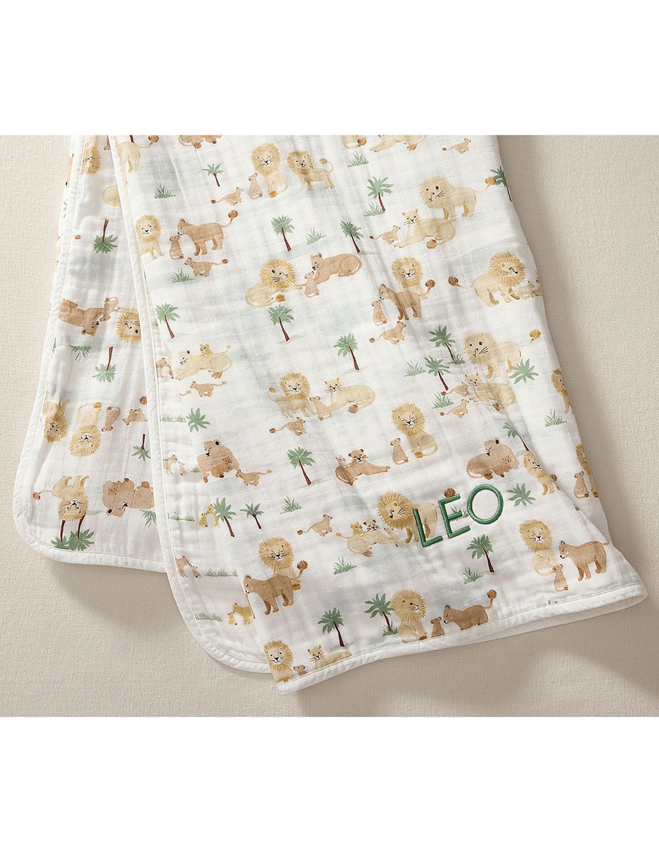 Cobija de tejido plano Lion Family para bebé 2