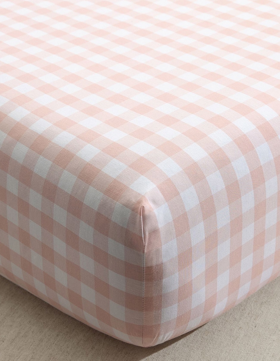 Sábana de cajón para cuna Gingham de algodón