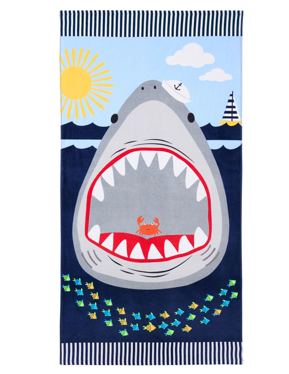 Toalla de playa Shark Face de algodón Toalla de playa Shark Face de algodón
